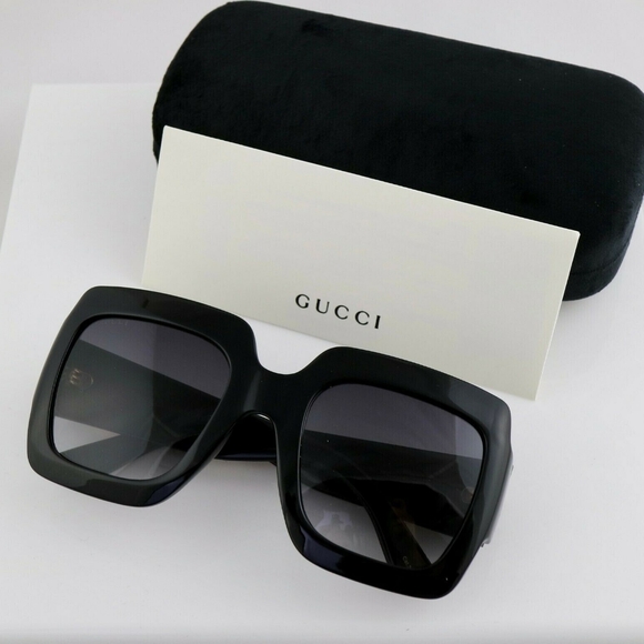 NEW GUCCI OVERSIZED SQUARE WOMEN'S SUNGLASSES GG0053SN 001 GUCCI EYEWEAR - Picture 1 of 10